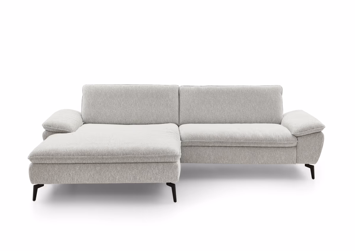 Ecksofa - Longchair links und 1,5-Sitzer, Stoff, Ecru