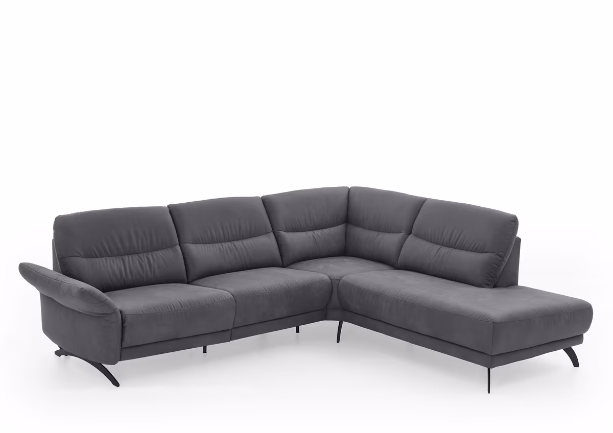 Ecksofa - 3-Sitzer mit Ecke rechts, Stoff, Grau