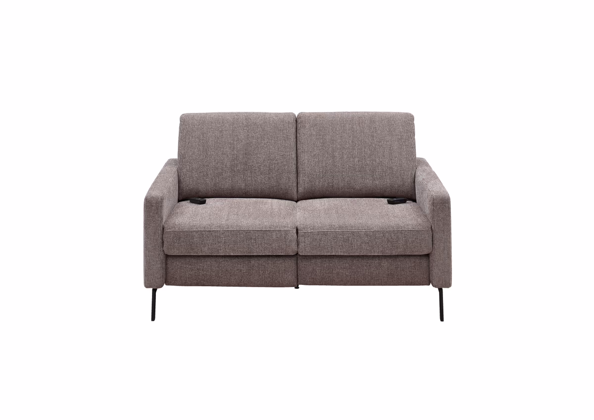 Sofa - 2-Sitzer, Relaxfunktion motorisch, Stoff, Braun
