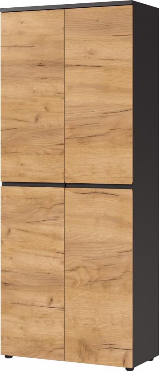 Aktenschrank GRIFFIN - B/H/T ca. 80x197x40 cm, Graphit, Eiche Dekor