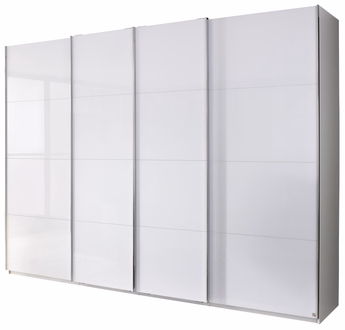 Schwebetürenschrank - B ca. 316 cm, Farbglas Kristallweiß