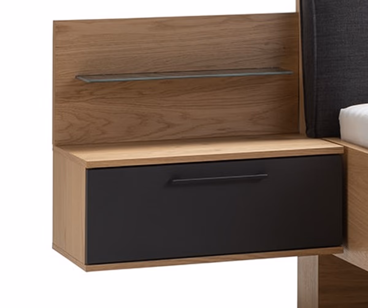 Nachtkonsole Viana - Balkeneiche Furnier, Lack Anthrazit