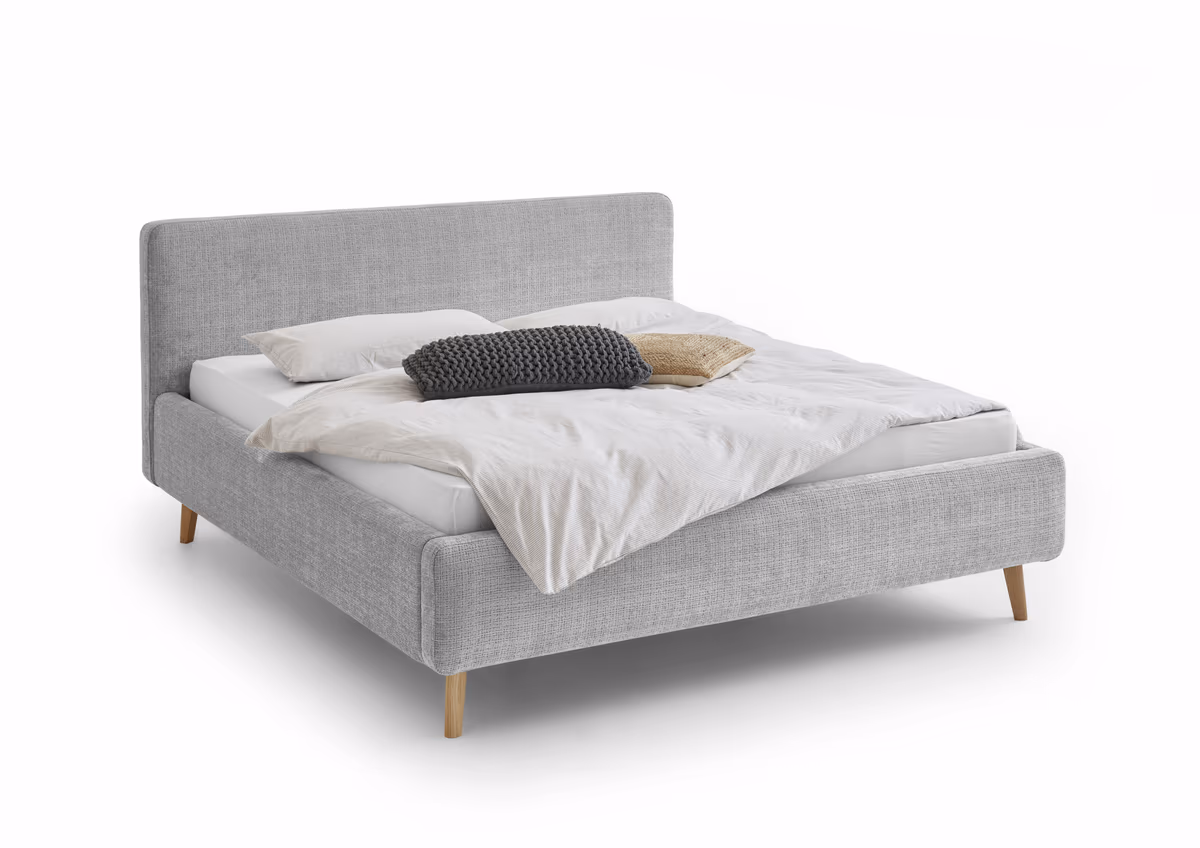 Polsterbett - Liegefläche ca. 180x200, Stoff, Grau