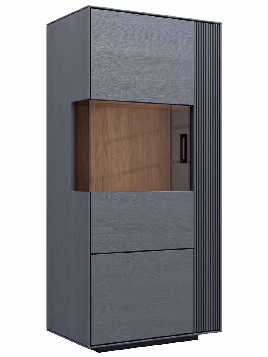 Vitrine Estana - Eiche massiv, Anthrazit