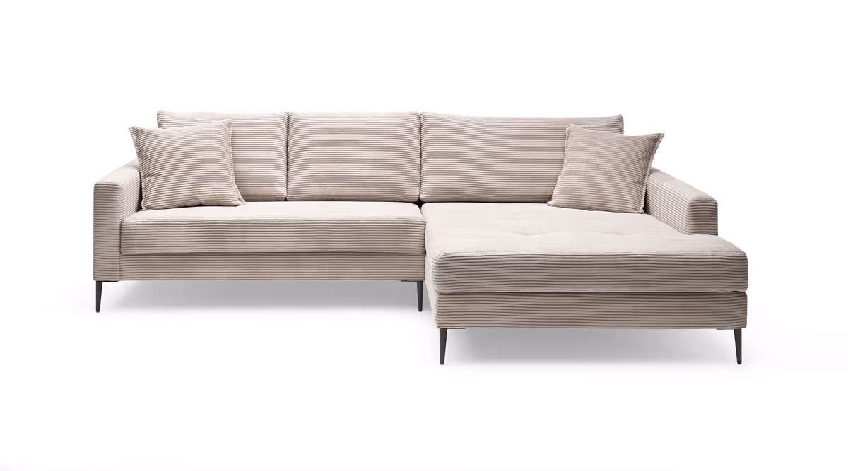 Ecksofa- 3-Sitzer, Ecke rechts, Stoff, Beige