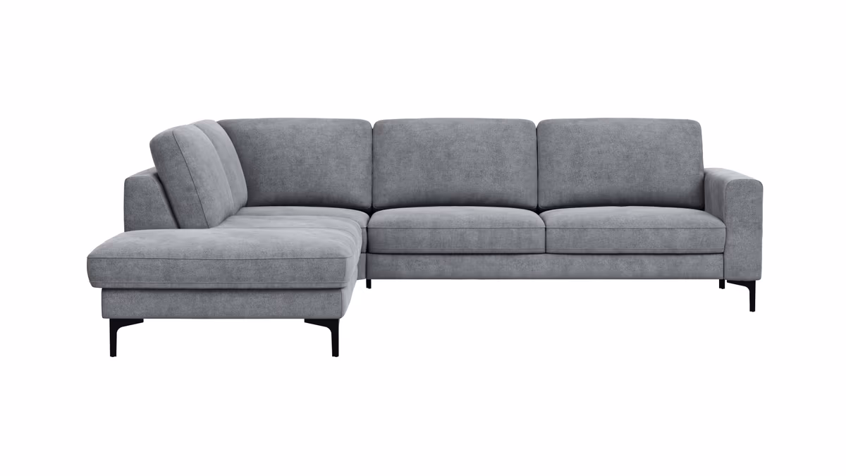 Ecksofa Oviedo - 2,5-Sitzer mit Ecke rechts, Stoff, Grau