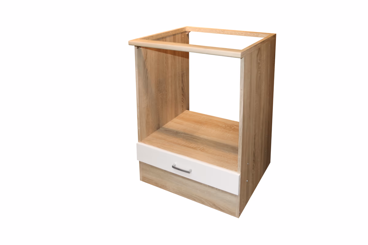 Herdschrank- B ca. 60 cm, Eiche Dekor, Weiß, Matt