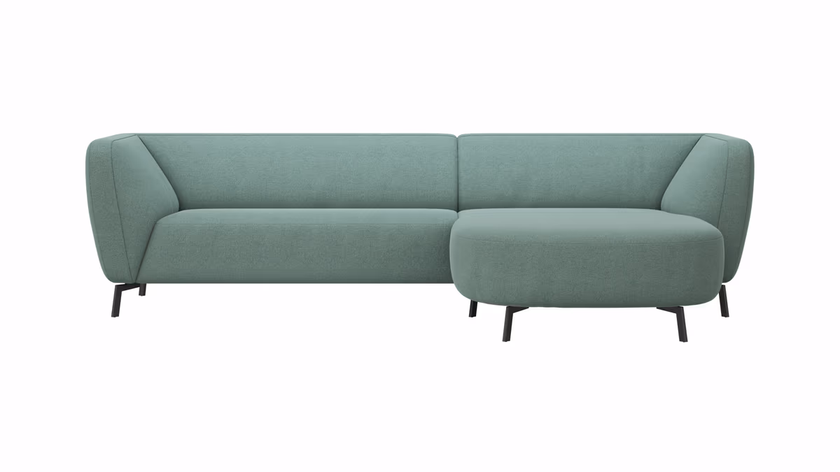 Ecksofa Morela - 2-Sitzer mit Longchair rechts, Stoff, Petrol
