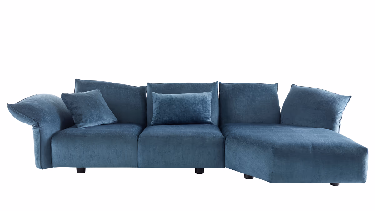 Ecksofa Motone - 2,5-Sitzer, Trapezsofa rechts, Stoff Türkis