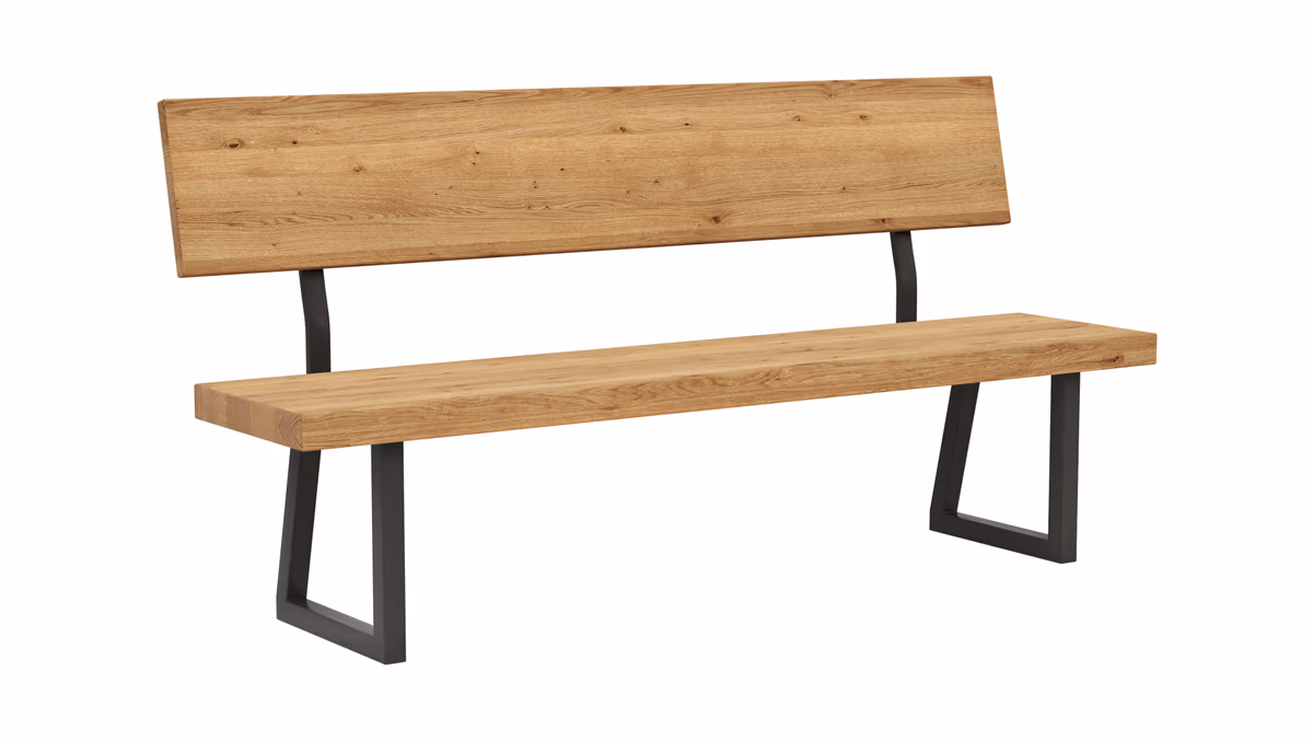 Holzbank Clifton - mit Rückenlehne, Breite ca. 180cm, Zerreiche massiv, natur