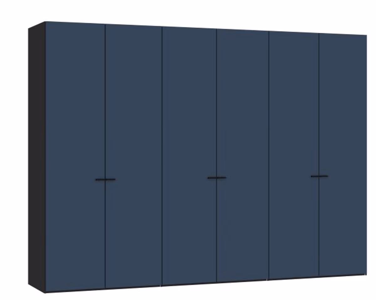 Drehtürenschrank JOIN IT- B ca. 303 cm,  Schwarz, Glas, Blaugrau, Matt