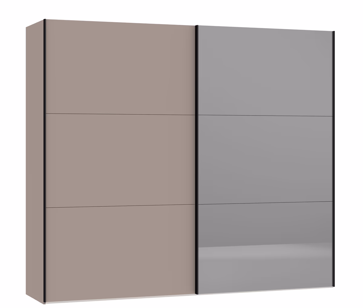 Schwebetürenschrank JOIN IT- B ca. 252 cm, Nougat, Spiegel, Dunkel