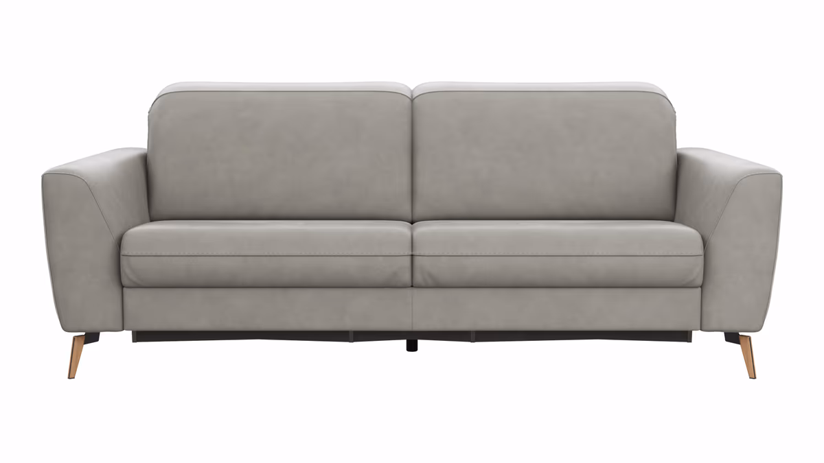 Sofa Tulsa KV - 3-Sitzer, inkl. Sitzvorzug (motorisch) und Kopfteilverstellung, Leder, Graubeige