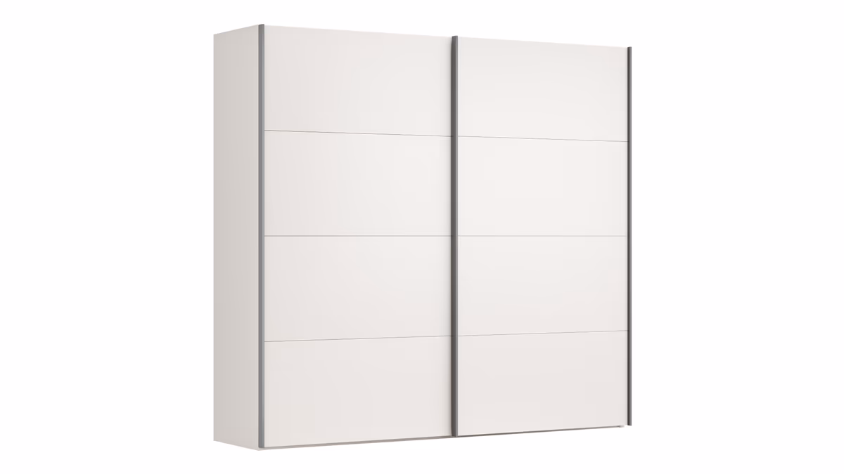 Schwebetürenschrank Viana - B ca. 241 cm, Lack, Weiß