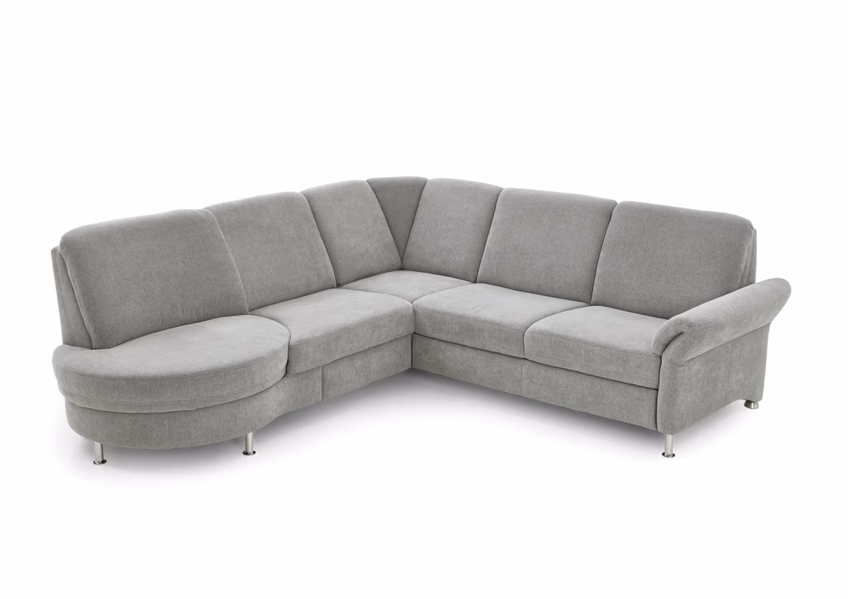 Ecksofa - Ecke links und 2,5-Sitzer, Drehsitz, Stoff, Silbergrau