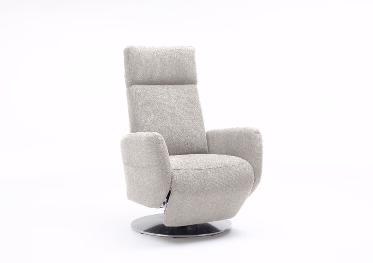 Relaxsessel - Relaxfunktion (manuell), Chenilleflachgewebe, Hellgrau