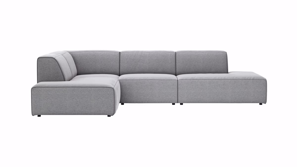 Ecksofa Elementos - Ecke links mit 1-Sitzer und Abschlusselement, Stoff, Grau