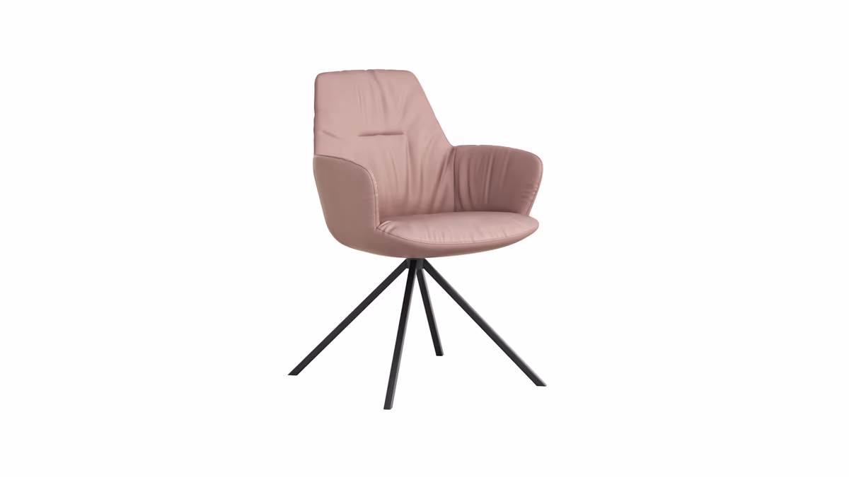 Armlehnstuhl Pegara - Leder, Mauve