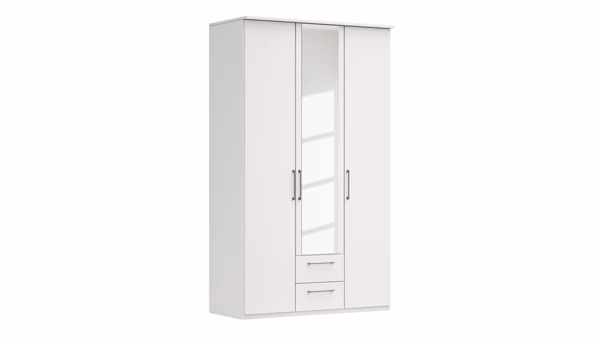 Drehtürenschrank Viana - B. ca. 136 cm, Lack, Weiß