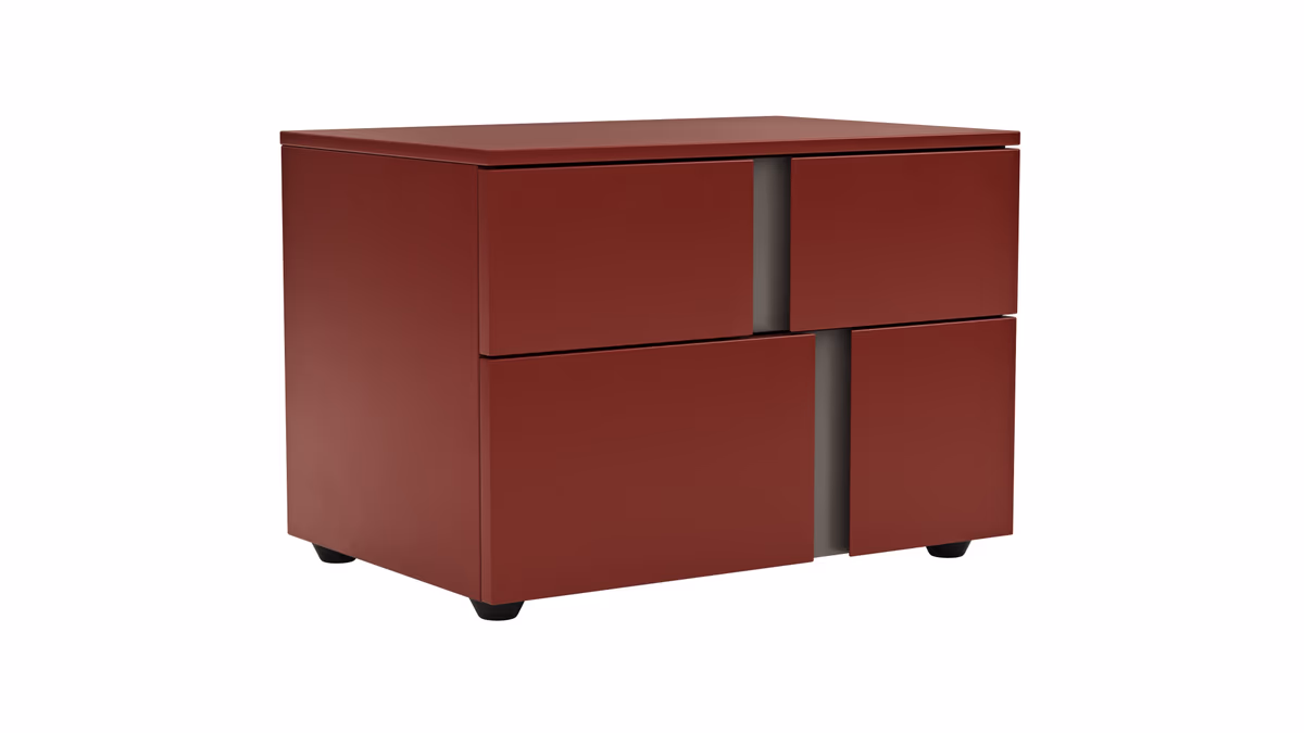 Nachttisch Loretto - Lack matt, Bordeaux
