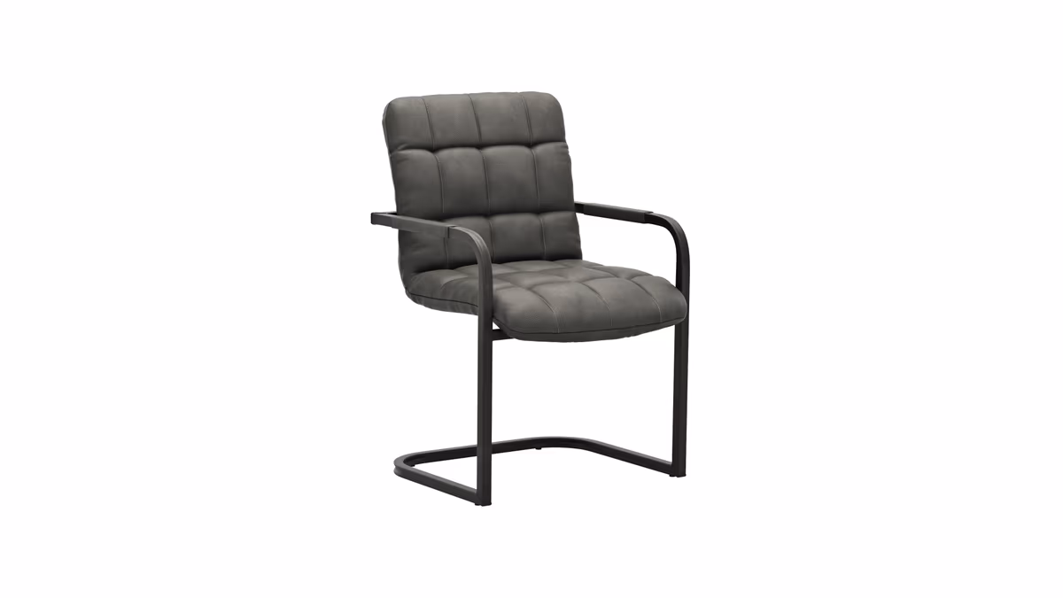 Armlehnstuhl Cambridge - Leder, Anthrazit