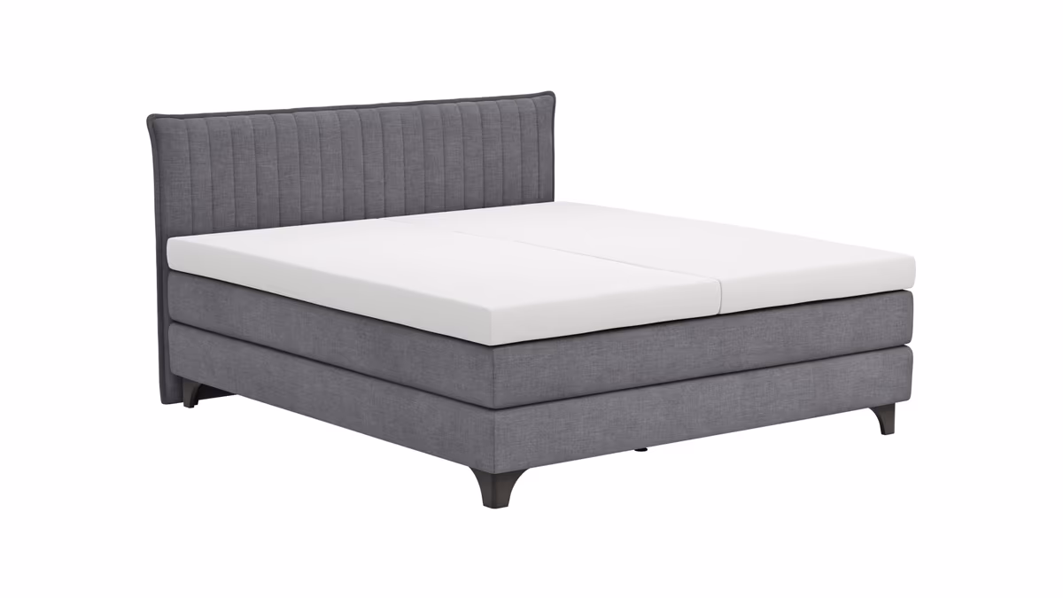 Boxspringbett Lund- Liegefläche ca. 180x200 cm, Stoff, Grau