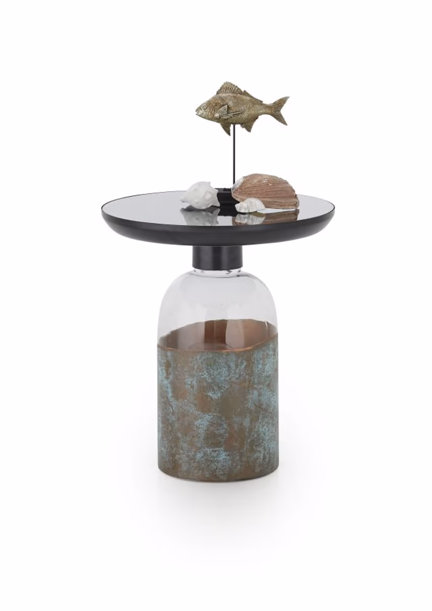 Beistelltisch - Ø/H ca. 50x54 cm, Schwarz, Patina Base