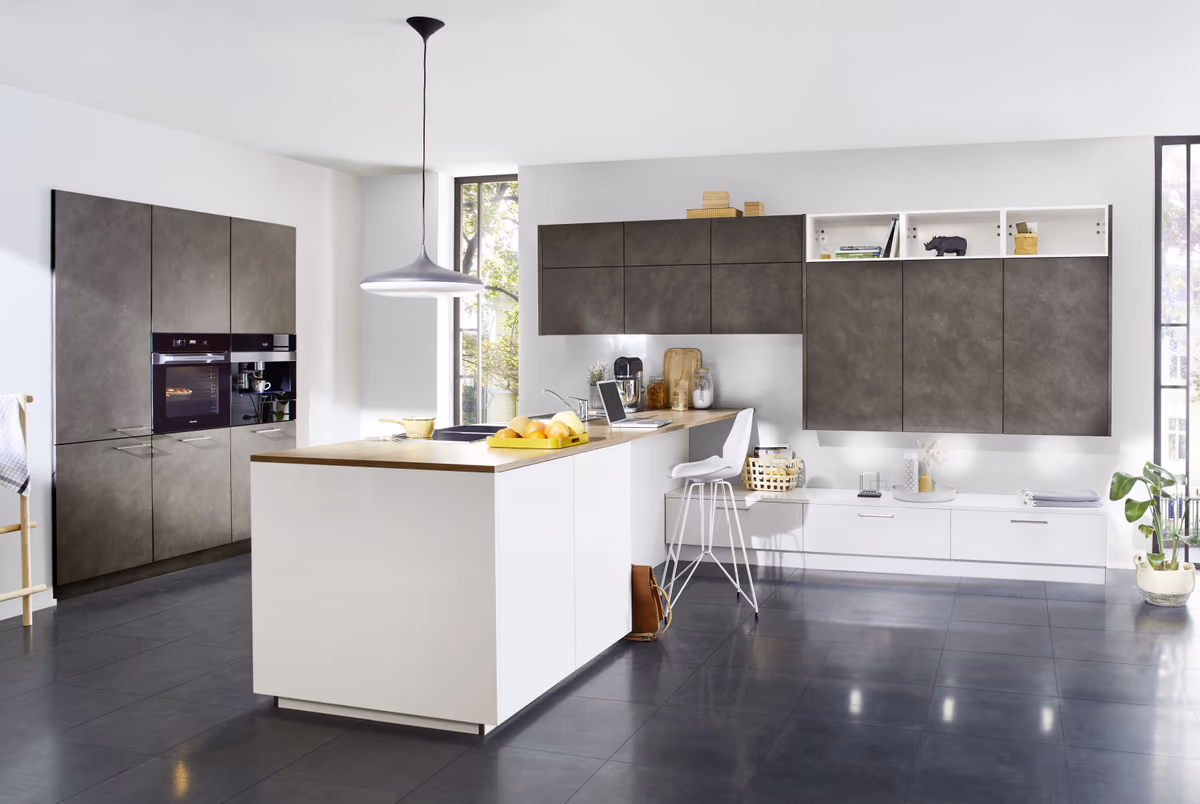 Inselküche 41.130 5 421, Zement anthrazit Nachbildung