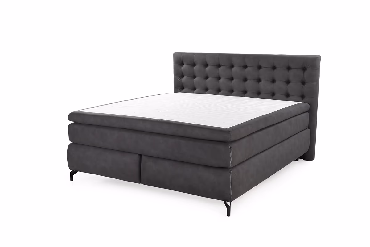 Boxspringbett- Liegefläche ca. 180x200 cm, Stoff, Grau