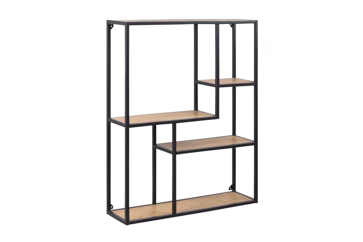 Bücherregal - Wildeiche Nachbildung, Metall schwarz 