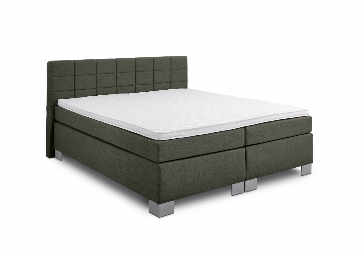 Boxspringbett HAIKOS- Liegefläche ca. 180x200 cm, Stoff, Olive, TFK H2/TFK H2