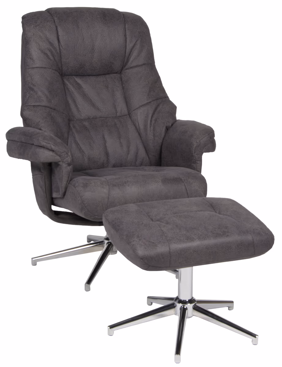 Relaxsessel mit Hocker - drehbar, Relaxfunktion, Microfaser, Anthrazit
