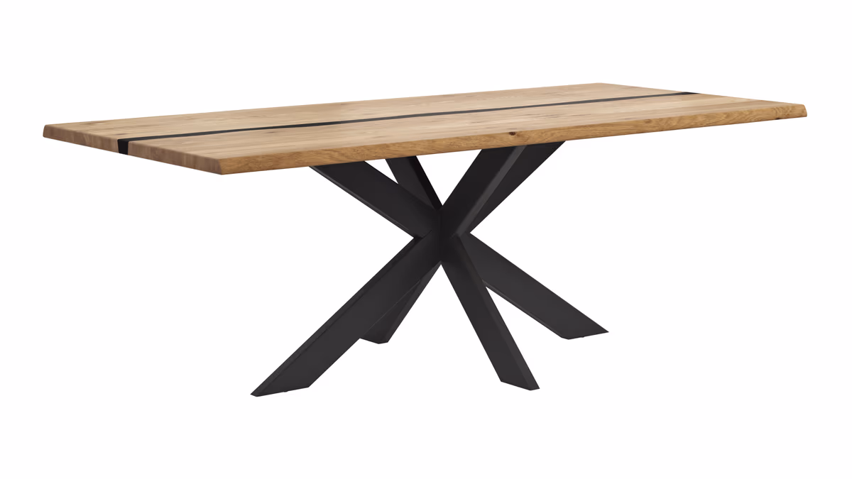 Esstisch Kima - LB ca. 220x100 cm, Wildeiche massiv mit Epoxid-Harz