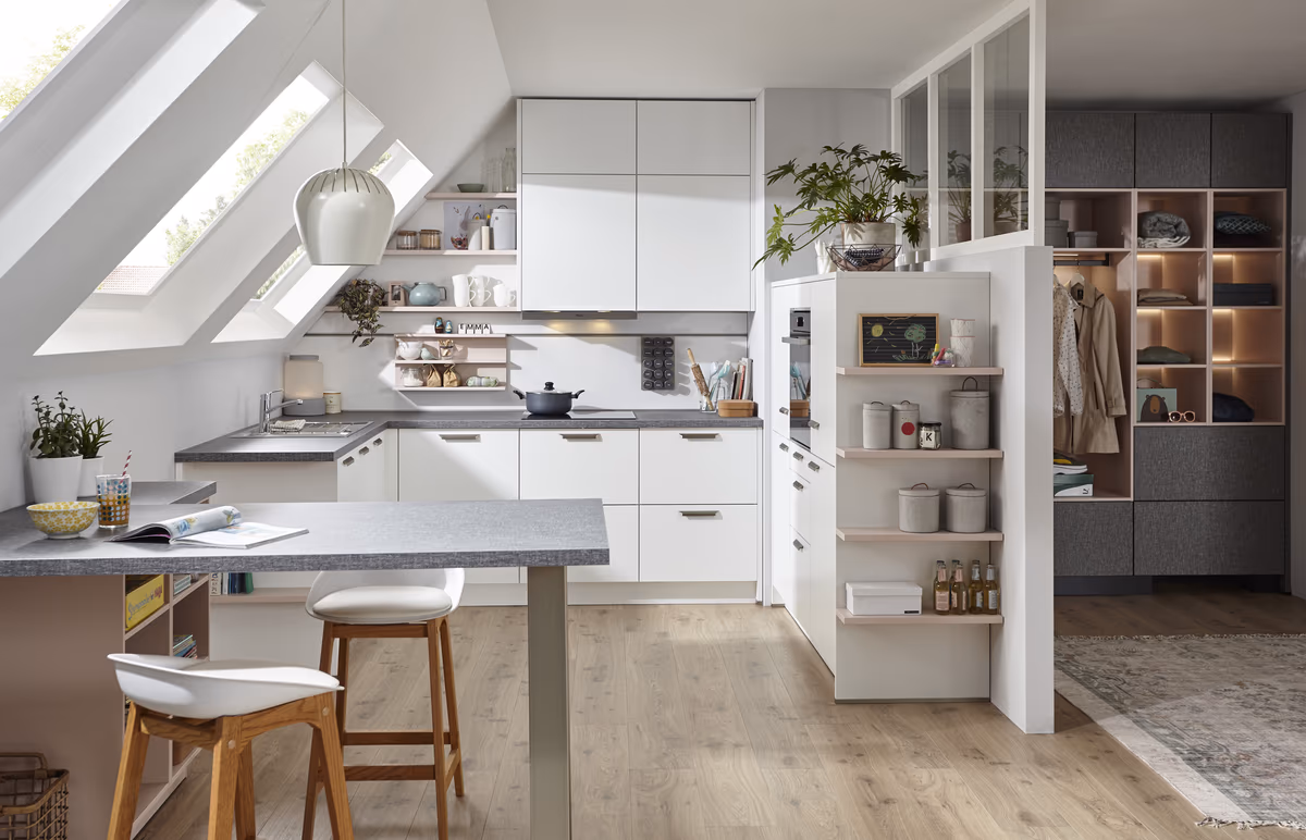 U-Küche 50.100 GL 5 521, Kristallweiß