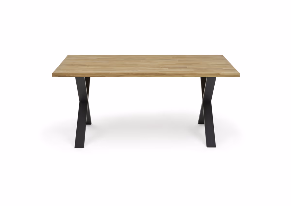 Esstisch- LB ca. 180x100 cm, Eiche, Massiv, Geölt, Metall, Schwarz