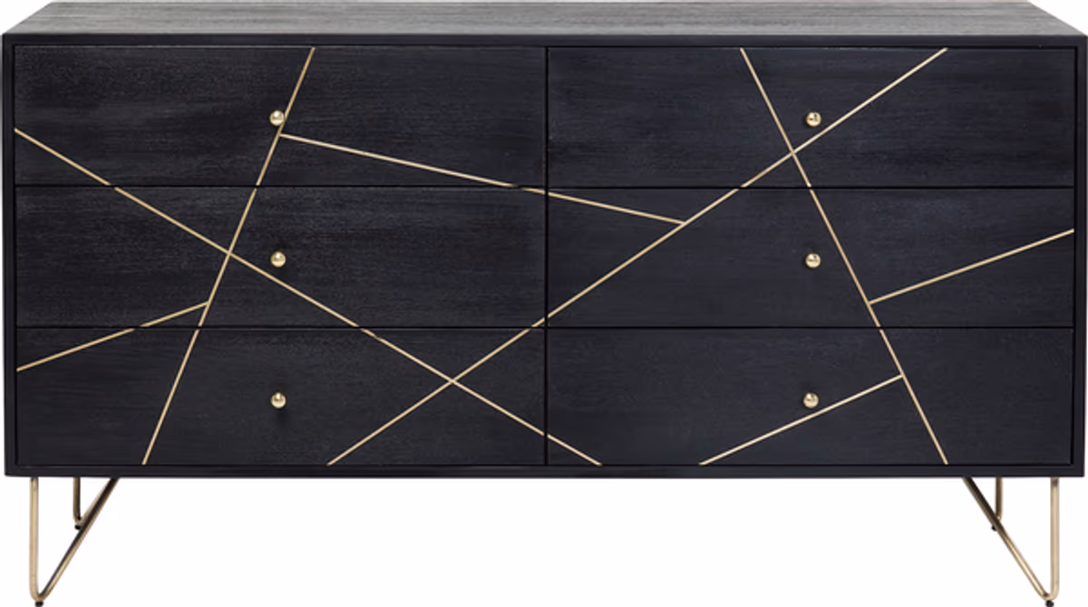 Sideboard- Massivholz, Mango, Schwarz, Lackiert
