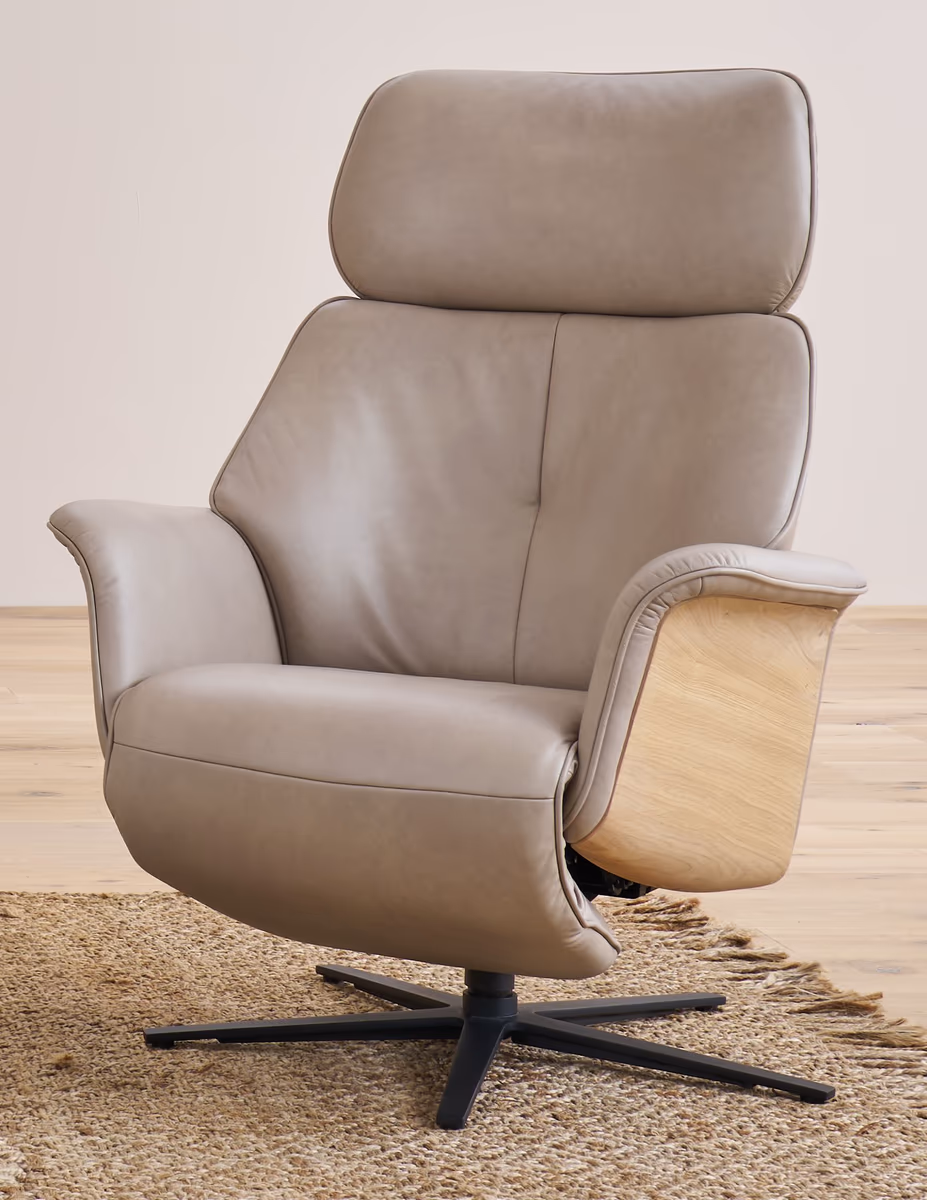 Fernsehsessel EM Füssen - Relaxfunktion teilmotorisch, Leder, braun