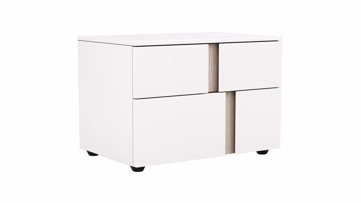 Nachttisch Loretto - Lack matt, Weiß