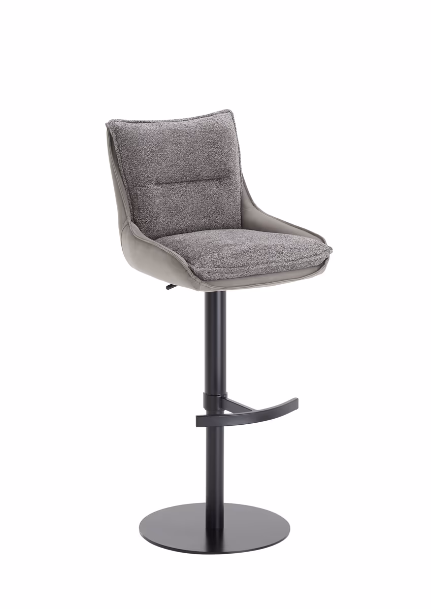 Barhocker MANDY - höhenverstellbar, Stoff, Graubeige