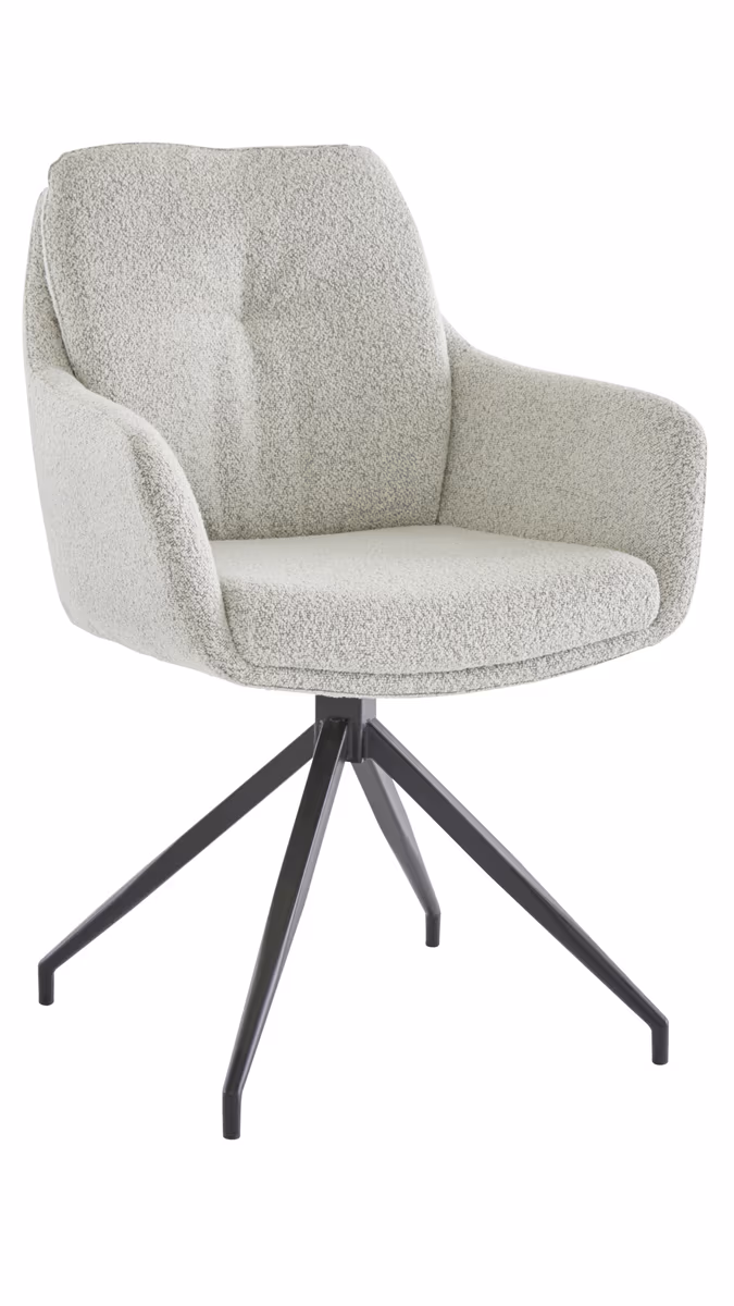 Armlehnstuhl Inke - Drehbar, Boucle, Hellgrau
