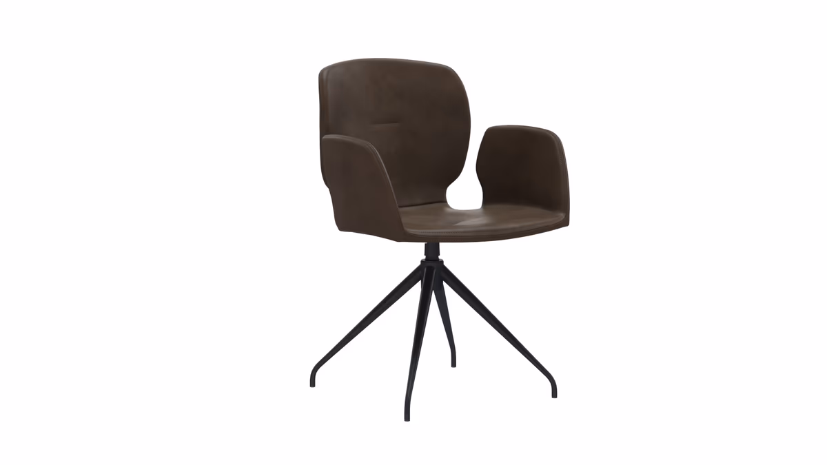 Armlehnstuhl Saltino - drehbar, Leder, Dunkelbraun