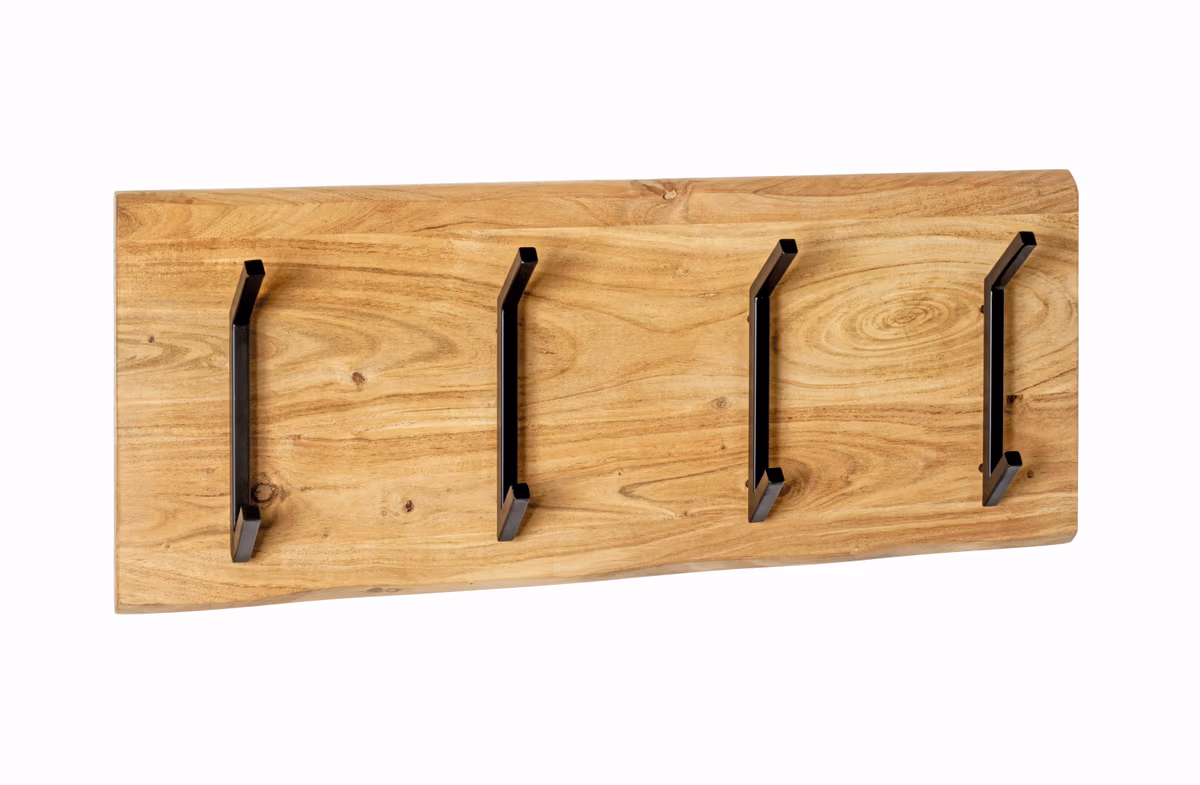 Wandgarderobe - B ca. 90 cm, Akazie, Schwarz