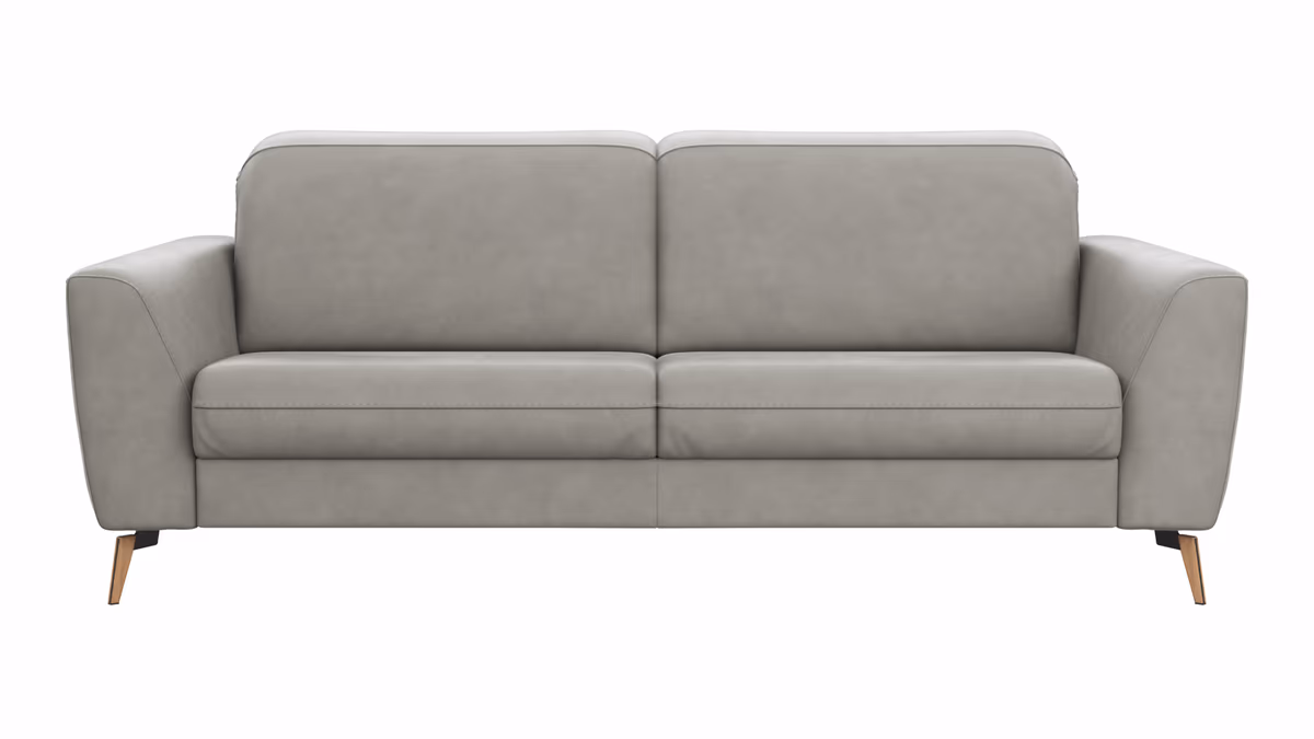 Sofa Tulsa KV - 3-Sitzer, inkl. Kopfteilverstellung, Leder, Graubeige