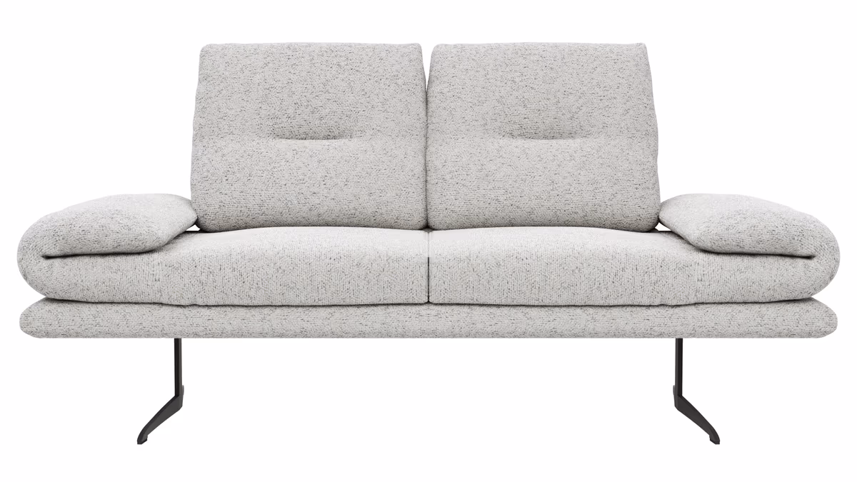 Sofa Lucero 2.0 - 2-Sitzer klein inkl. Drehsitz, Rollout-Armlehne und Sitztiefe verstellbar, Stoff, Offwhite