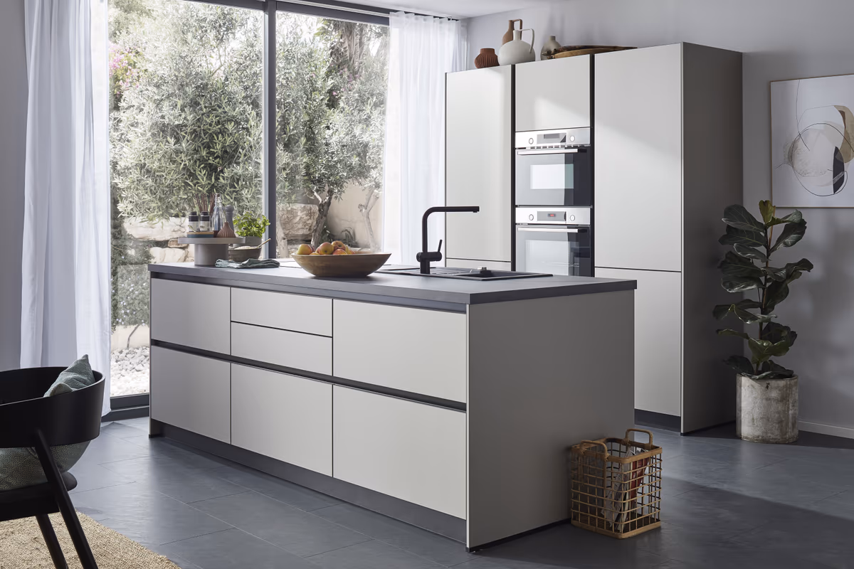 Inselküche 56.210 GL 3 523, Taupe metallic matt