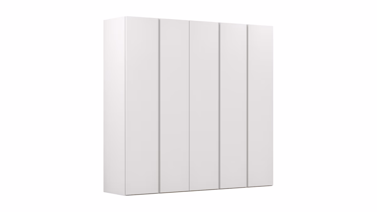 Drehtürenschrank Loretto - B ca. 254 cm, Melamin matt, Weiß