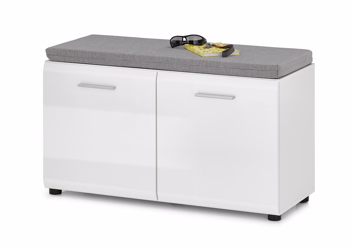 Schuhbank- Weiß, Weiß, Hochglanz
