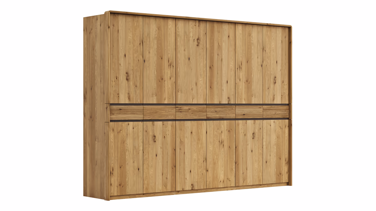 Drehtürenschrank Baltimore - inkl. Passepartout, B ca. 297 cm, Wildeiche massiv