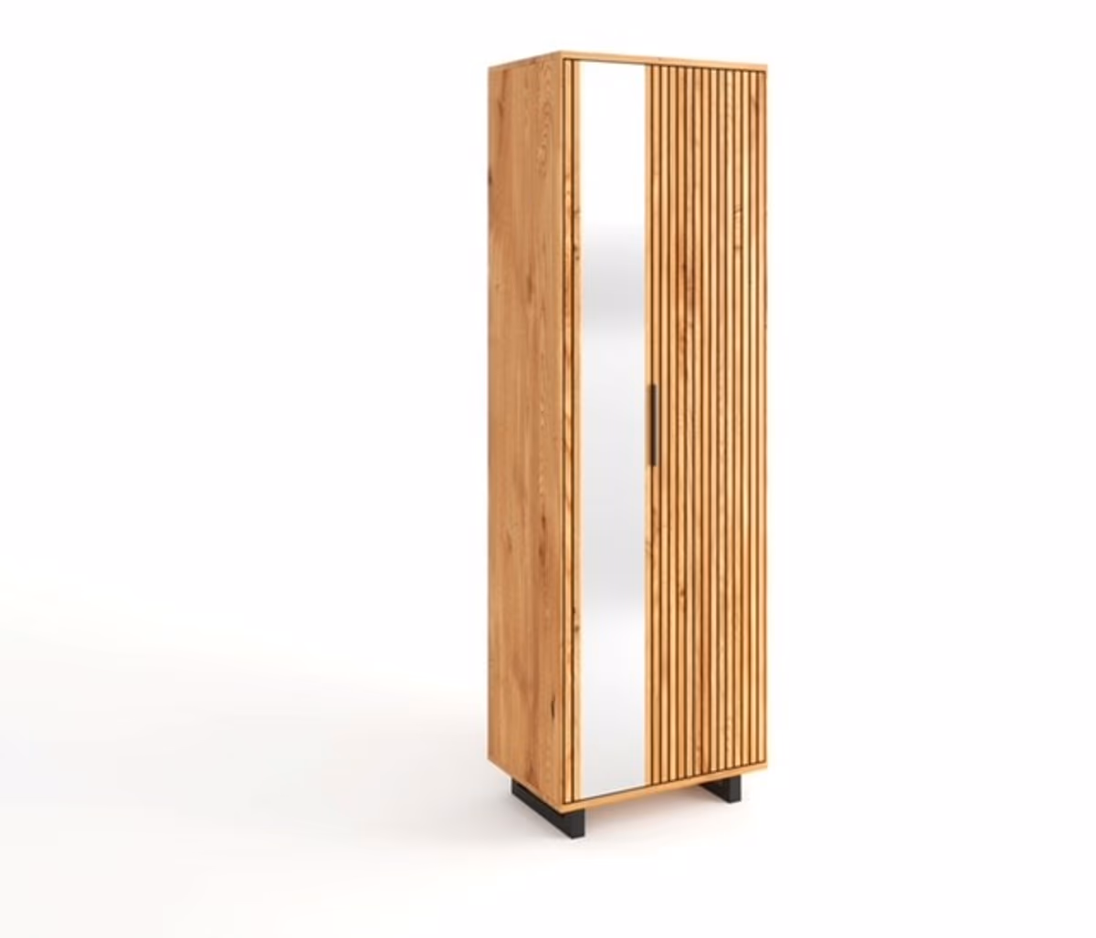 Garderobenschrank- B ca. 70 cm, Eiche furniert, Spiegel