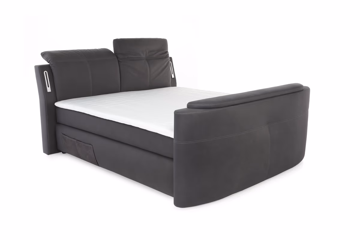 Boxspringbett- Liegefläche ca. 180x200 cm, Stoff, Dunkelgrau